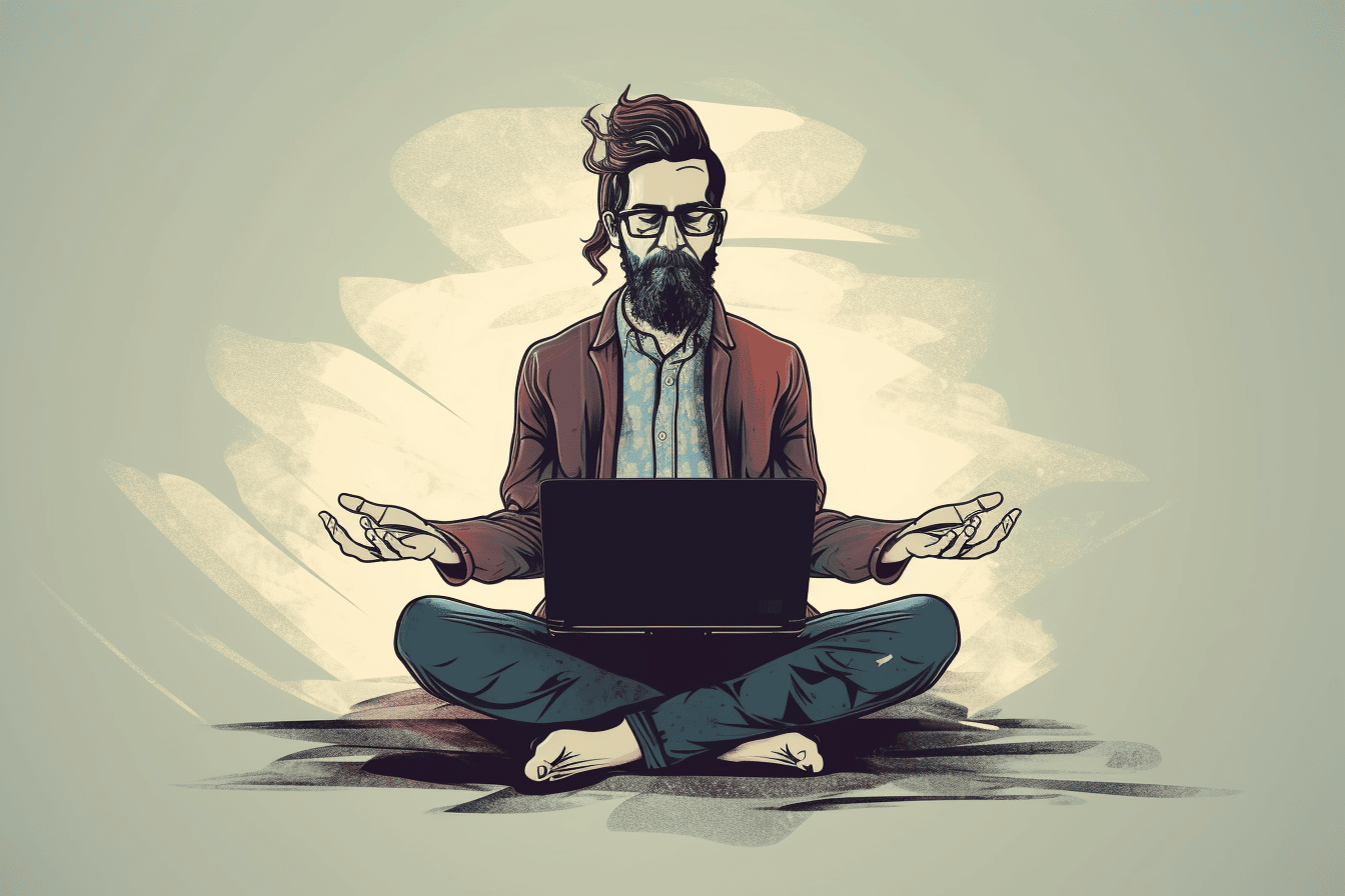 affiliate marketing - man levitating with a laptop
