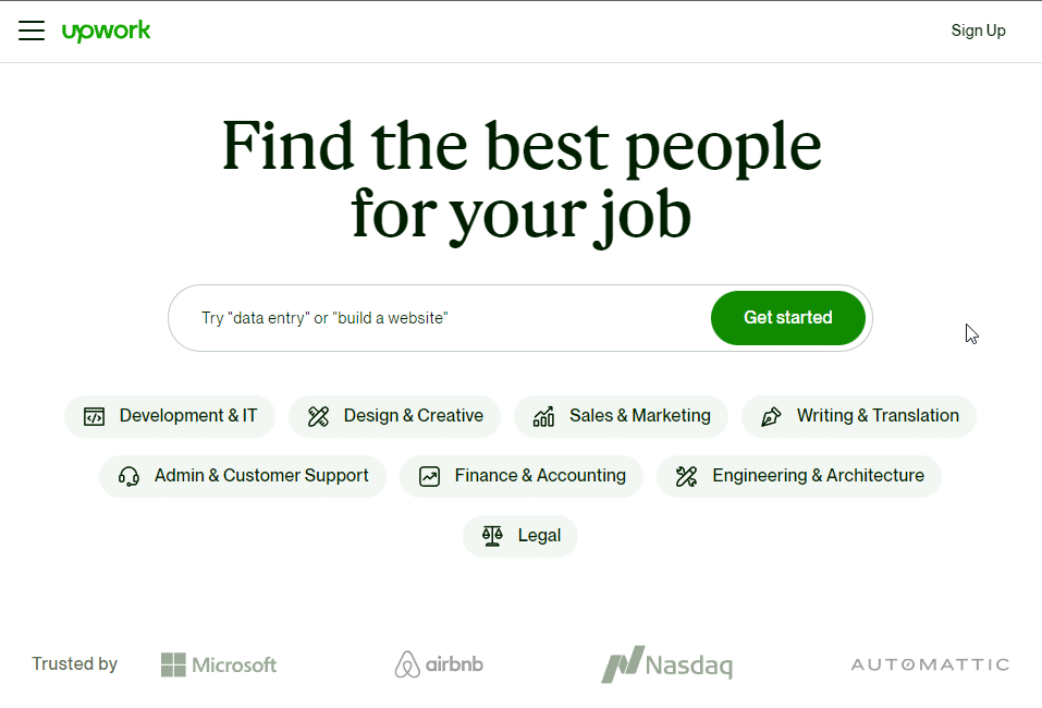 Online consulting - Upwork landing page