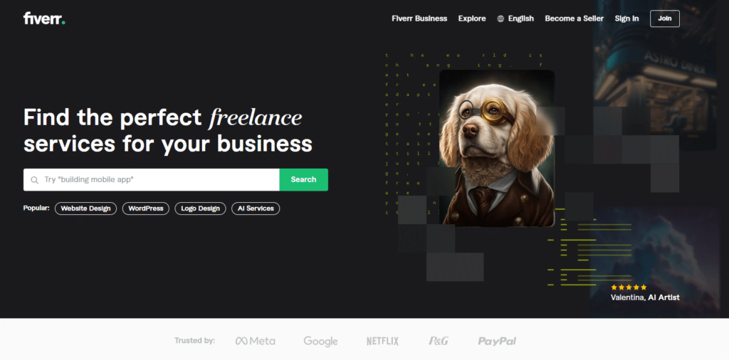 Online consulting - Fiverr landing page